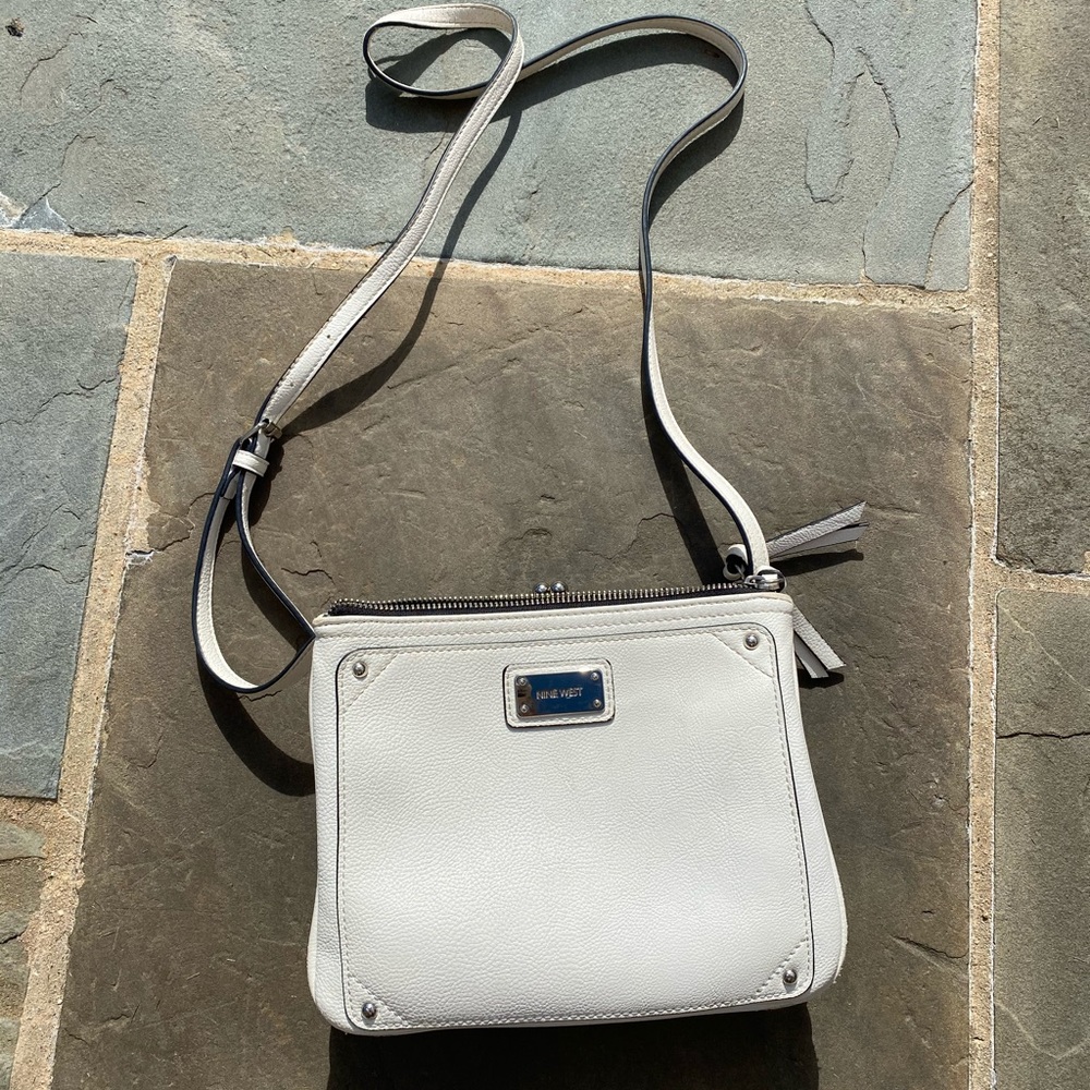 White Crossbody Bag with Three Compartments